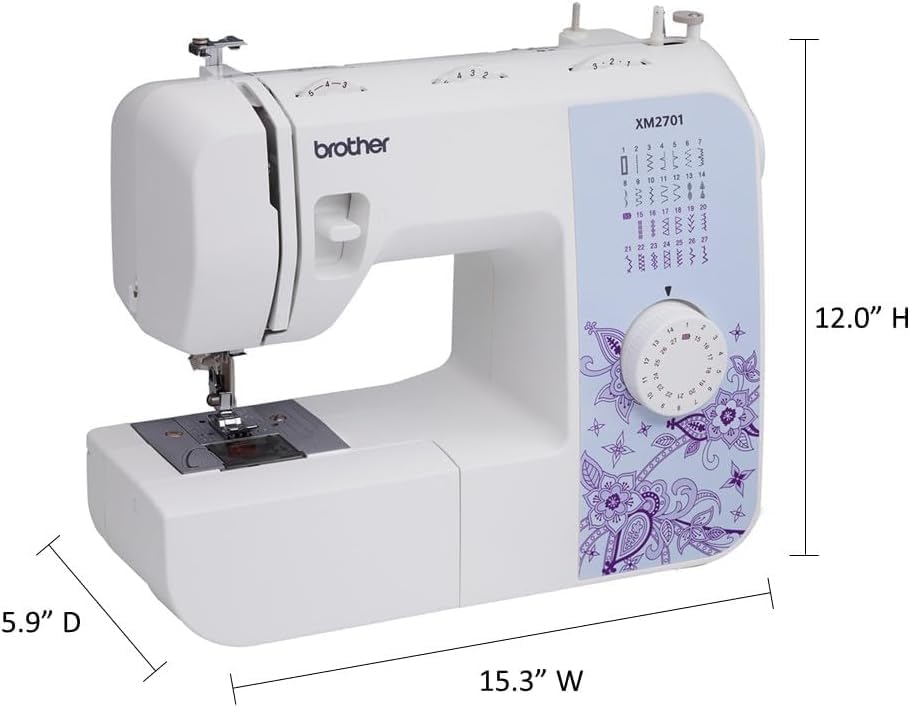 Brother Sewing Machine, XM2701, Lightweight Machine with 27 Stitches, 6 Included Sewing Feet