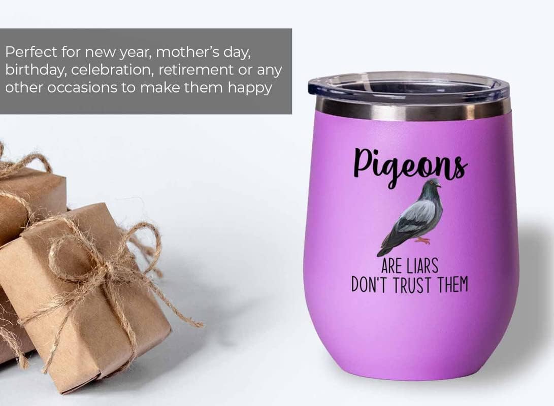 Bird Lover Pink Edition Wine Tumbler 12oz - Don't Trust pgeon - Hummin