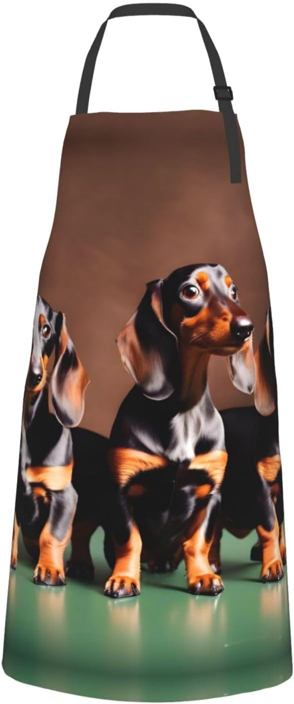 Dachshund Weiner dog Print Laundry apron 28x33 In Waterproof Kitchen Apron with Pockets for Cooking Baking