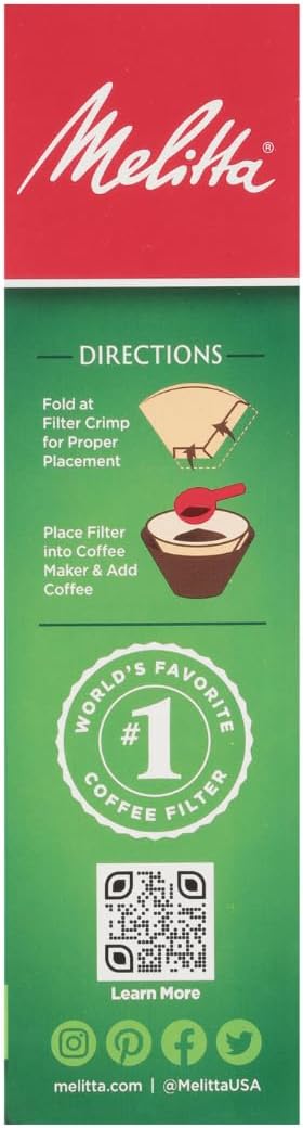 Melitta #4 Cone Coffee Filters, Natural Brown, 100 Count (Pack Of 3), 300 Total Filters - Fits all 8-12 Cup Cone Coffee Makers and Pour-Overs, Compostable, Tear-Resistant