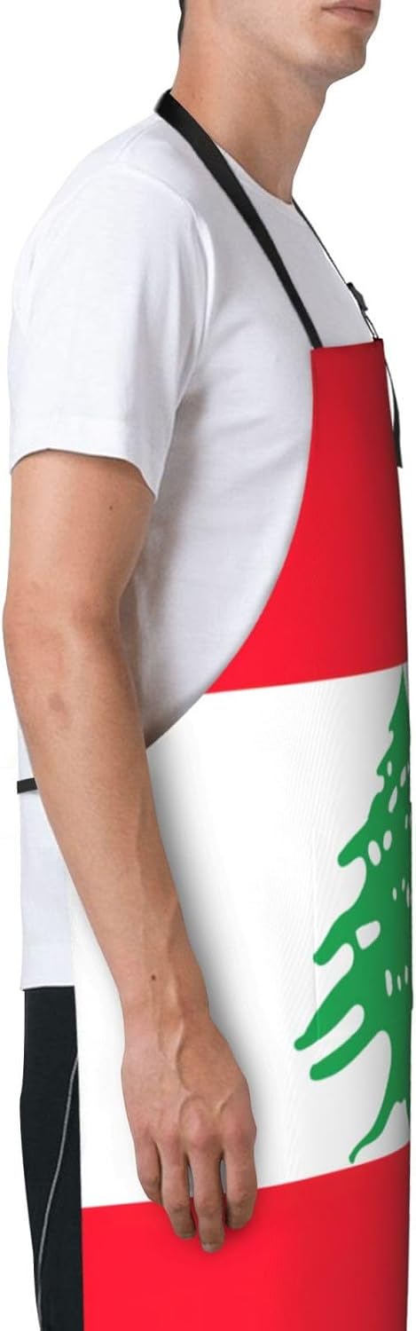 Flag of Lebanon print Waterproof chef's apron with pocket apron for kitchen cooking baking barbecue and gardening