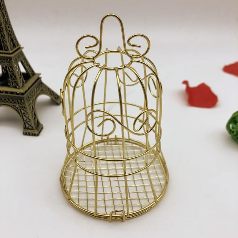 Outdoor Bird Feeder Small Hanging Fat Holder Gold Metal Cage Suet Ball