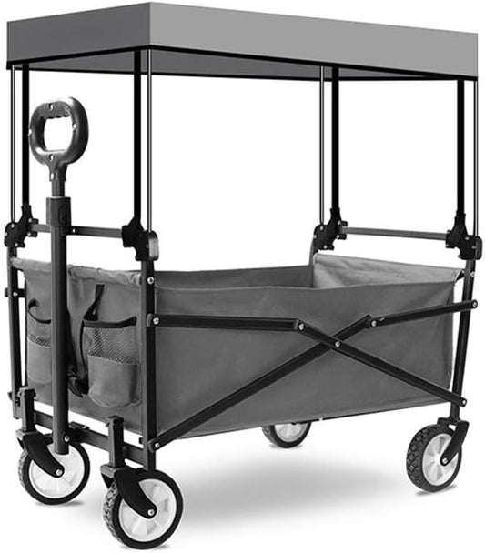 Utility Pull Wagon Collapsible Foldable Trolley Cart with Removable Ca