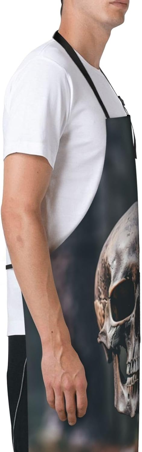 Halloween Skull print Waterproof apron with pocket adjustable cooking apron for adult kitchen bibs to bake