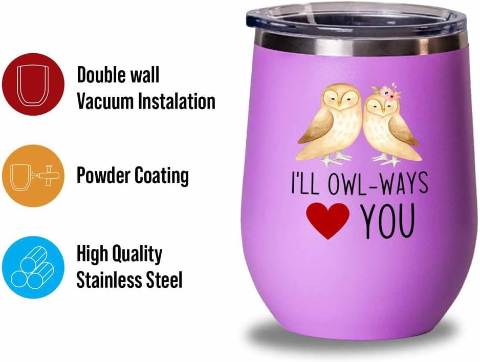 Bird Lover Silver Edition Wine Tumbler 12oz - I'll owl-ways love you -