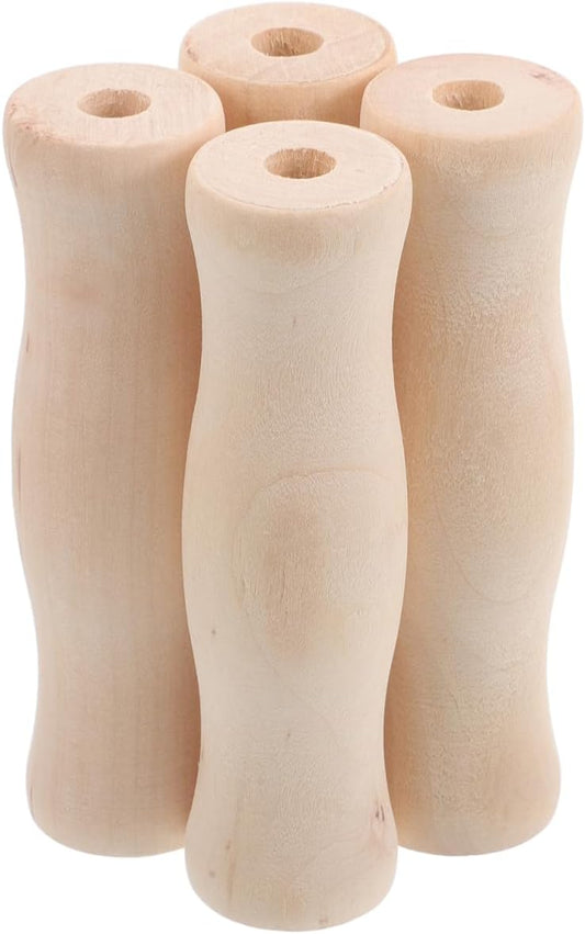 Cabilock 4Pcs Wooden Replacement Handles with 8mm Hole, 11cm Hardwood 