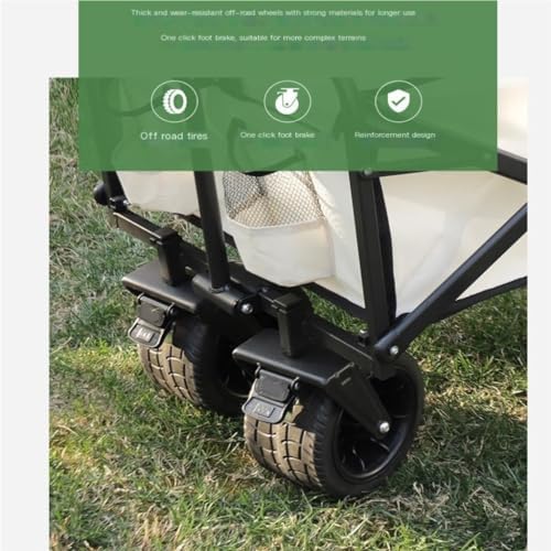 Portable Camping Cart,Fashionable Beach Trolley Cart for Outdoor Camping and Home Shopping Portable and Foldable Storage Trailer with Stall Function (Black)
