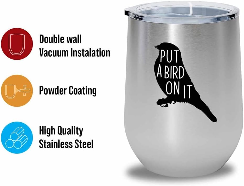Bird Lover Silver Edition Wine Tumbler 12oz - Put a bird on it - Hummi