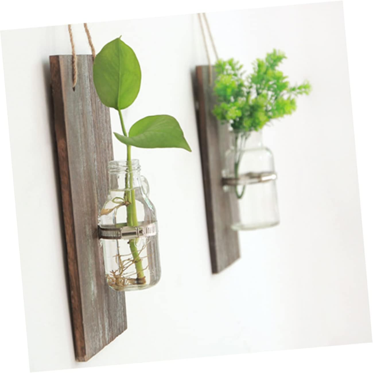 PRETYZOOM Vintage Wall Hanging Flower Pot Creative Wooden Board Hydrop