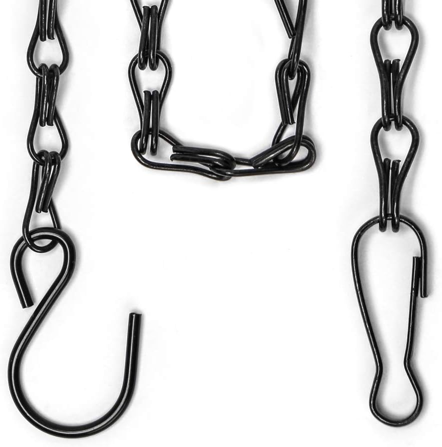 8 Pack 20 Inch Hanging Chains with 4 Pcs S-Shaped Hooks for Bird Feeders, Planters Pots Basket, Lanterns, Billboards, Chalkboards and Decorative Ornaments(Black, 20 Inch)