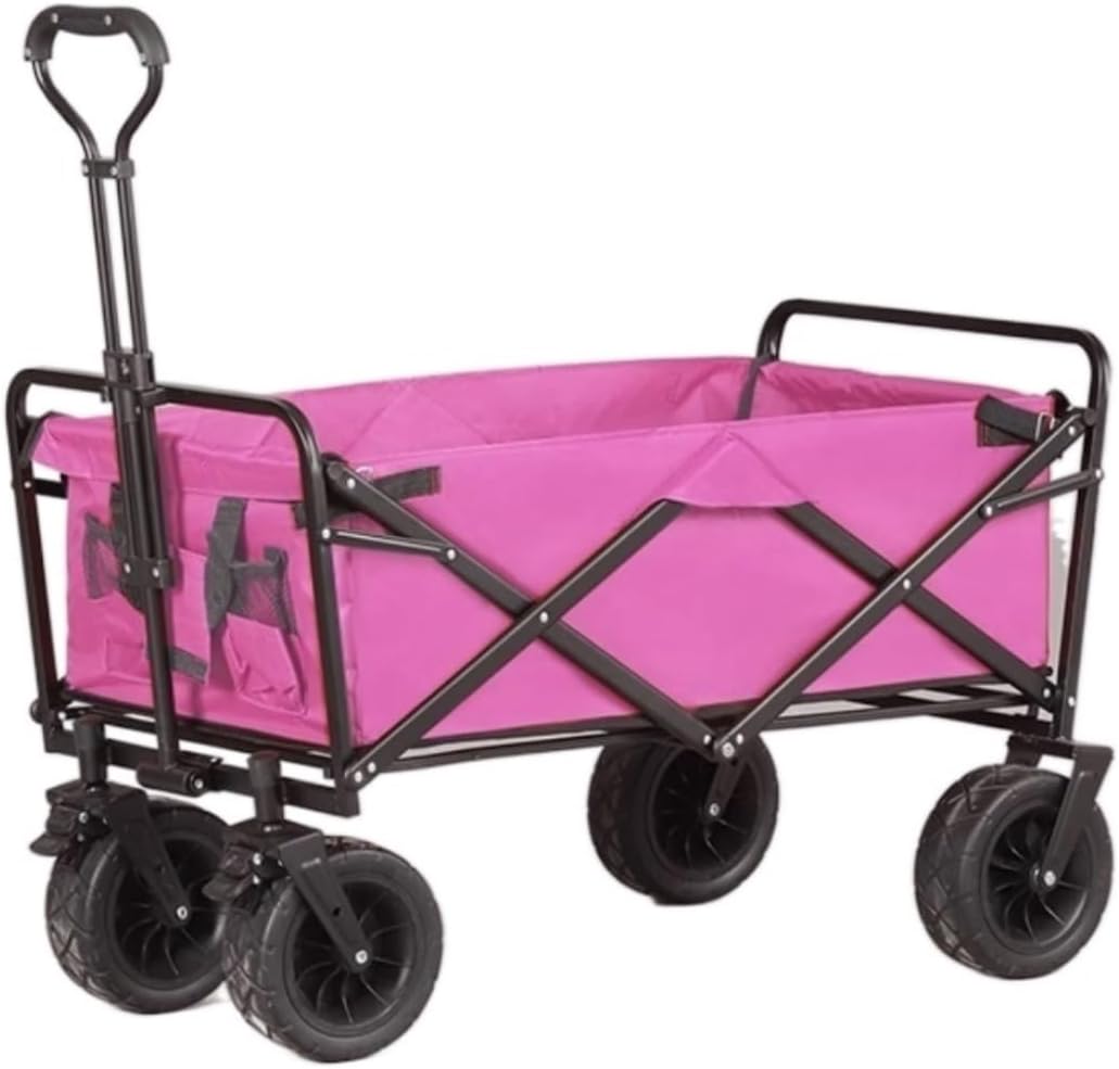 Portable Camping Cart,Heavy Duty Folding Camping Beach Wagon Cart with 4 Wheels Outdoor Festival Shopping Trolley for Camping and Garden Use