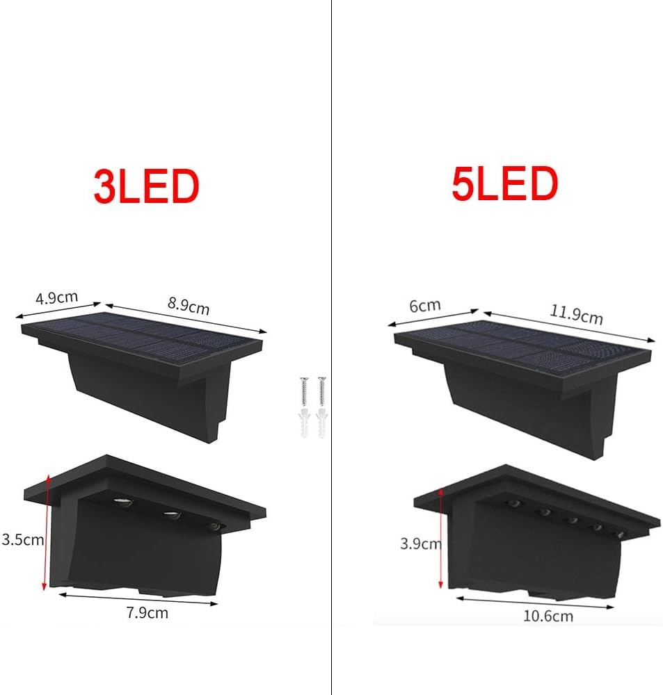 2PCS 5LED Outdoor Solar Led Light Terrace Lights Wall Lamp Fixtures Garden Decoration Street Lighting Waterproof Step Lights(RGB,5LED 2PC)