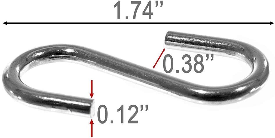 1/8 Inch S Hooks – 1/8 Inch Thick Metal and 1 ¾ Inch Long Hanging Tool
