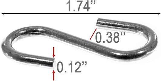 1/8 Inch S Hooks – 1/8 Inch Thick Metal and 1 ¾ Inch Long Hanging Tool