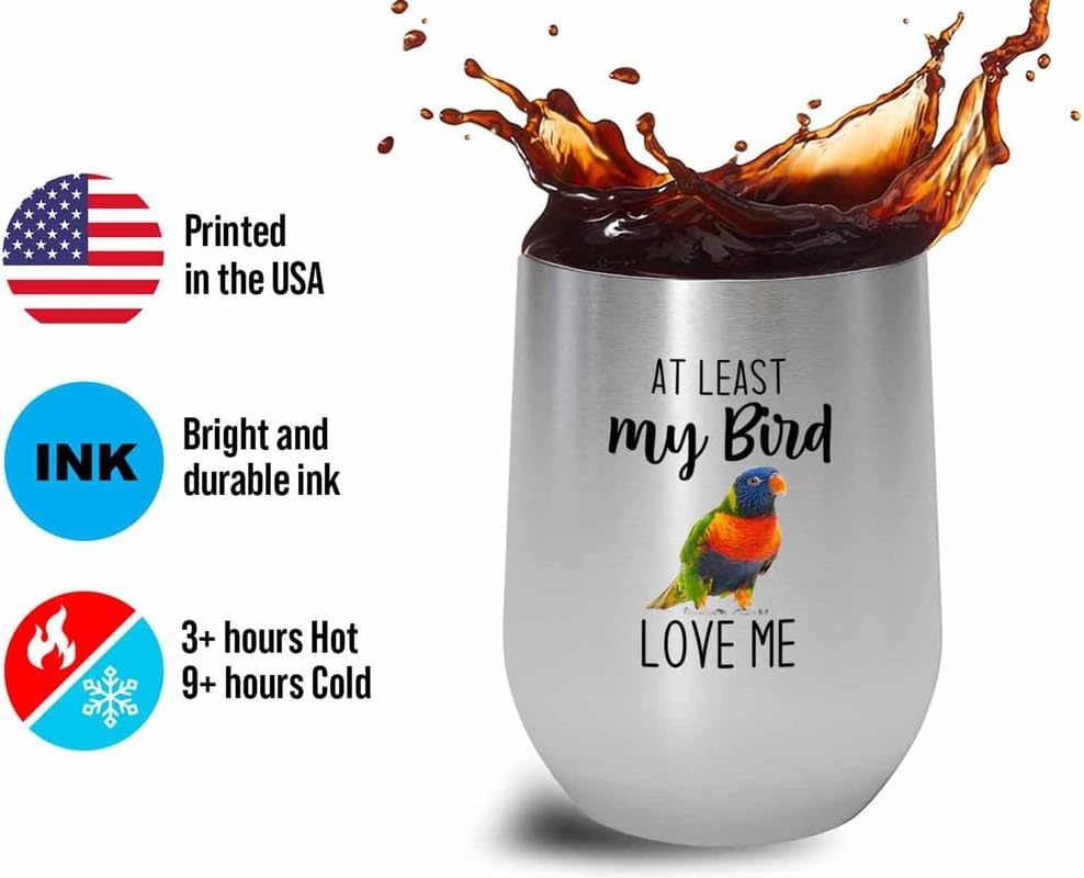 Bird Lover Silver Edition Wine Tumbler 12oz - Bird loves me - Hummingb