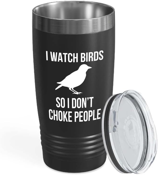 Birding Black Edition Viking Tumbler 20oz - I watch birds - Bird Feede