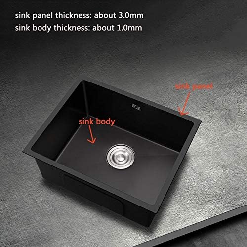 Black Kitchen Sink 304 Stainless Steel Single Sink Kitchen Vegetable Washing Basin Black Sink Above Counter (3830C) ()
