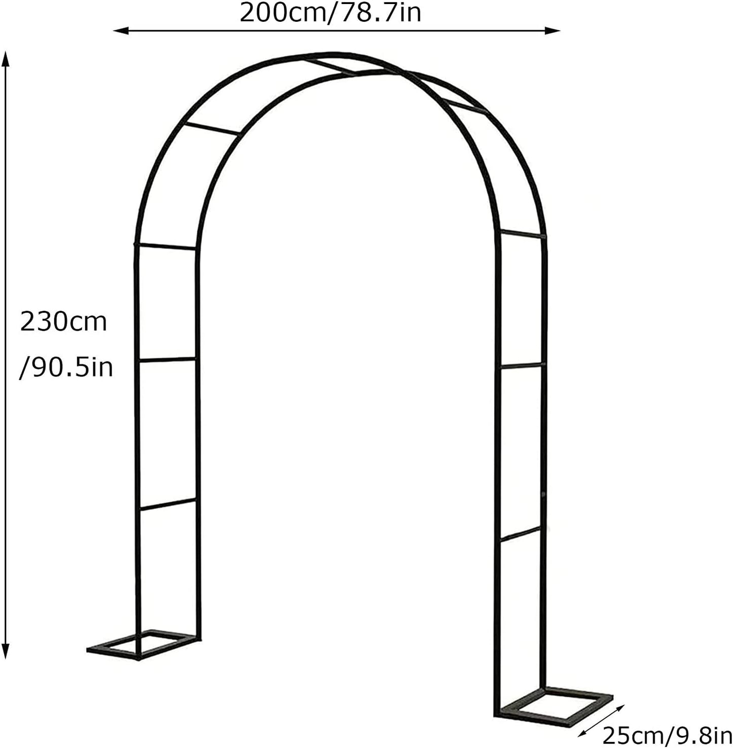 Heavy Duty Metal Garden Arch - Wrought Iron Climbing Plant Trellis, Floral Stand for Weddings & Events, Durable Outdoor Entrance Arbor, Rose Arch Decoration