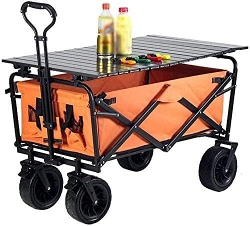 Portable Camping Cart,Outdoor Folding Utility Wagon Outdoor Pull Wagon with Table All Terrain Camping Transport Utility Truck with Brakes for Shopping Gardening 5 Colors