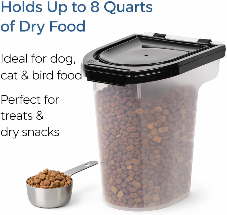 8 Qt WeatherPro Airtight Pet Food Storage Container with Secure Lid, T