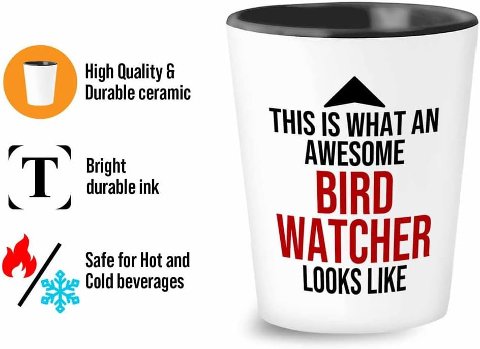 Bird Lover Shot Glass 1.5oz - Awsome bird watcher looks like - Hummingbird Nest Cage Parrot Dad Gardening Outdoor Birdwatcher Feeder