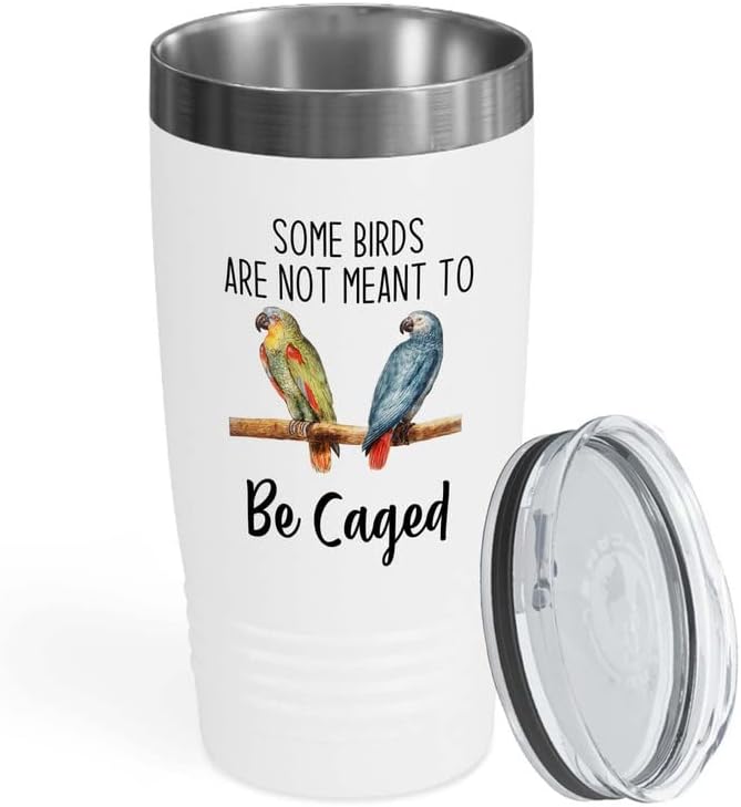 Bird Lover White Edition Viking Tumbler 20oz - Birds to be Caged - Hum
