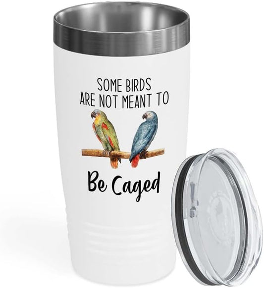 Bird Lover White Edition Viking Tumbler 20oz - Birds to be Caged - Hum
