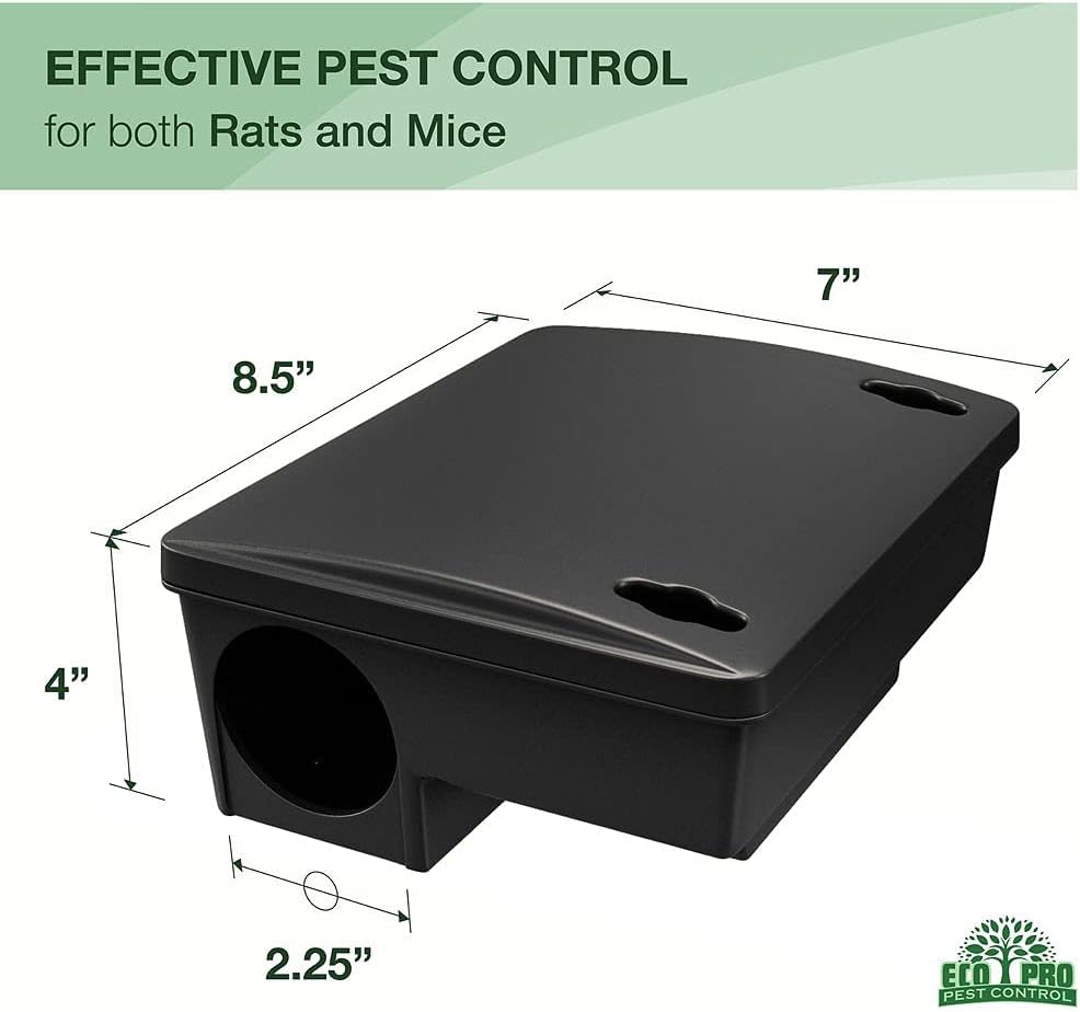 Rat Bait Stations 2-Pack | Refillable Outdoor Mouse Bait Station with 2 Locks & Keys | Weather-Resistant Rodent Bait Box for Indoor & Outdoor | Pet & Kid-Safe Rat Trap Alternative Medium Size