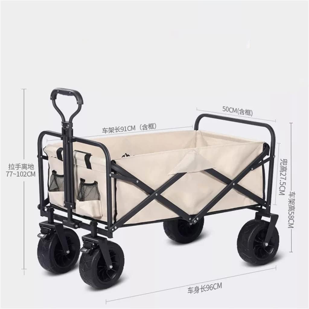 Outdoor Utility Wagon 8" Wheel Portable Collapsible Camping Cart Garden Shop Sport Beach Hand Trolley Bearing 120 kg (Color : E, Size : 96 * 50 * 58 cm.) (E 96 * 50 * 58 cm.)
