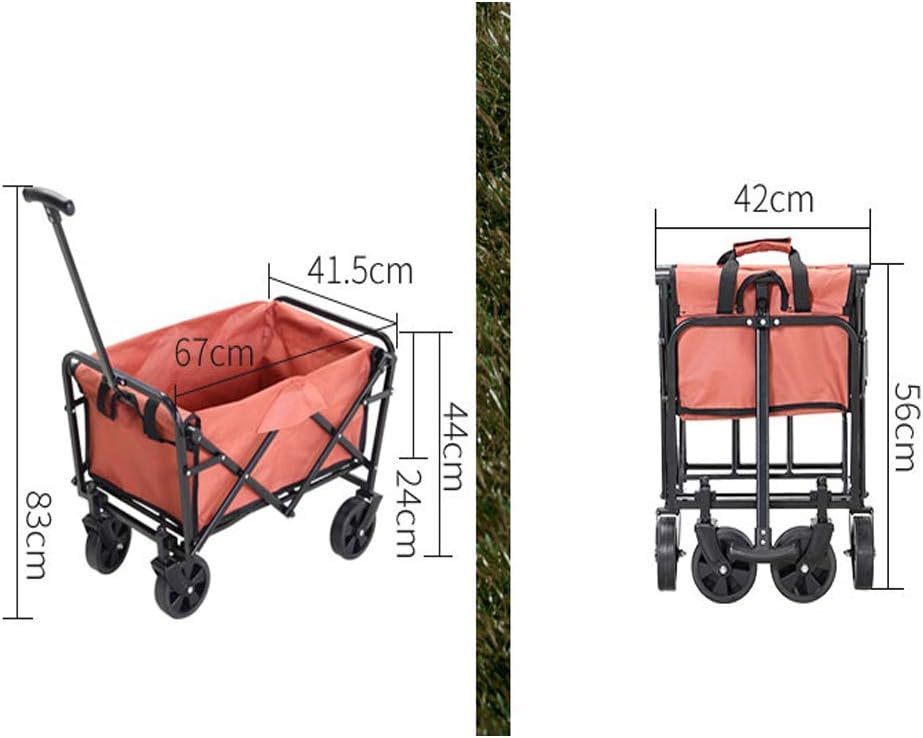 Folding Cargo Wagon,Compact Outdoor Garden Trolley Camping Cartcollapsible Folding Utility Wagon, Support Up to 80kg