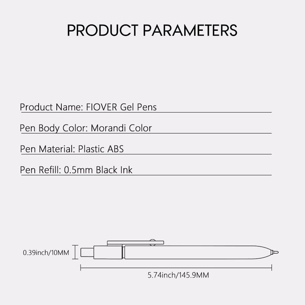 FIOVER 5pcs Gel Pens Quick Dry Ink Pens Fine Point Premium Retractable