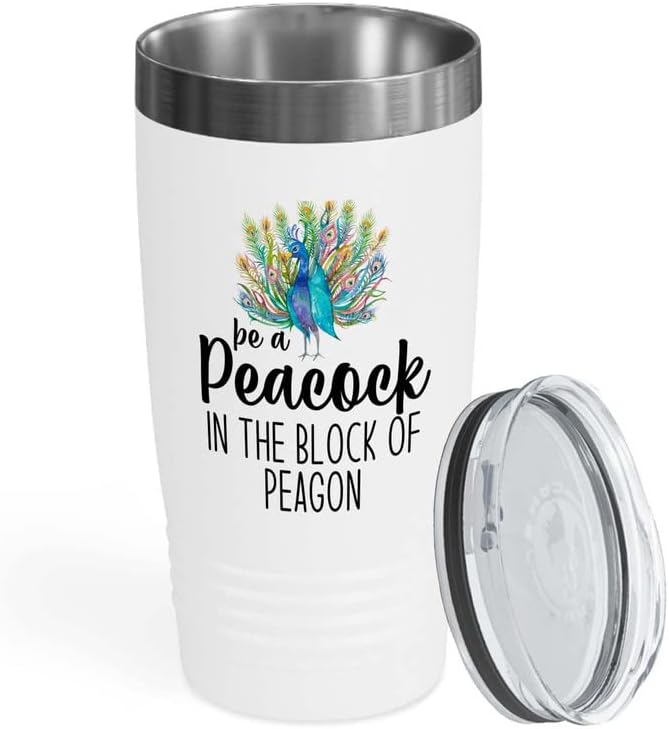 Bird Lover White Edition Viking Tumbler 20oz - Peacock Block pgeons - 