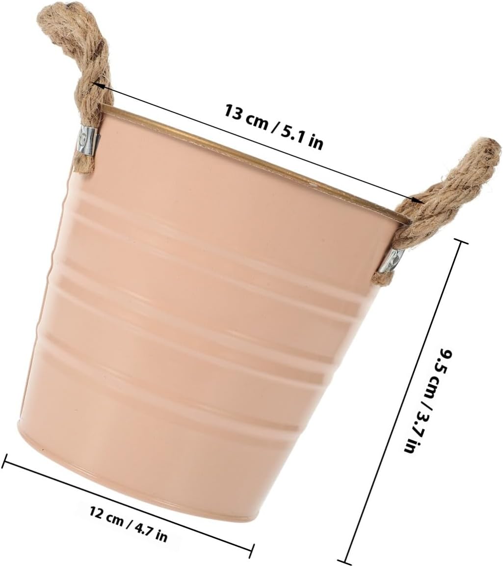 PRETYZOOM Metal Flower Vase Handheld Iron Flower Bucket 13x12x9.5 Inch