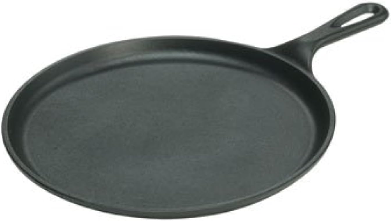 Lodge L9OG3 Cast Iron Round Griddle, Pre-Seasoned, 10.5-inch - Made in USA, Compatible with Stovetop, Oven, Grill & Campfire
