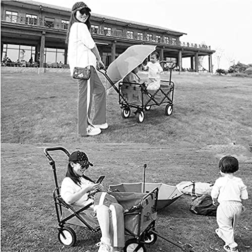 Outdoor Wagon Garden Carts Outdoor Carts Wagons Beach Cart All Terrain Wagon Multi-Function Wagons for Kids Folding Portable Outdoor Four-Wheeled Cart Wagons (Pink 75 * 85 * 50cm)