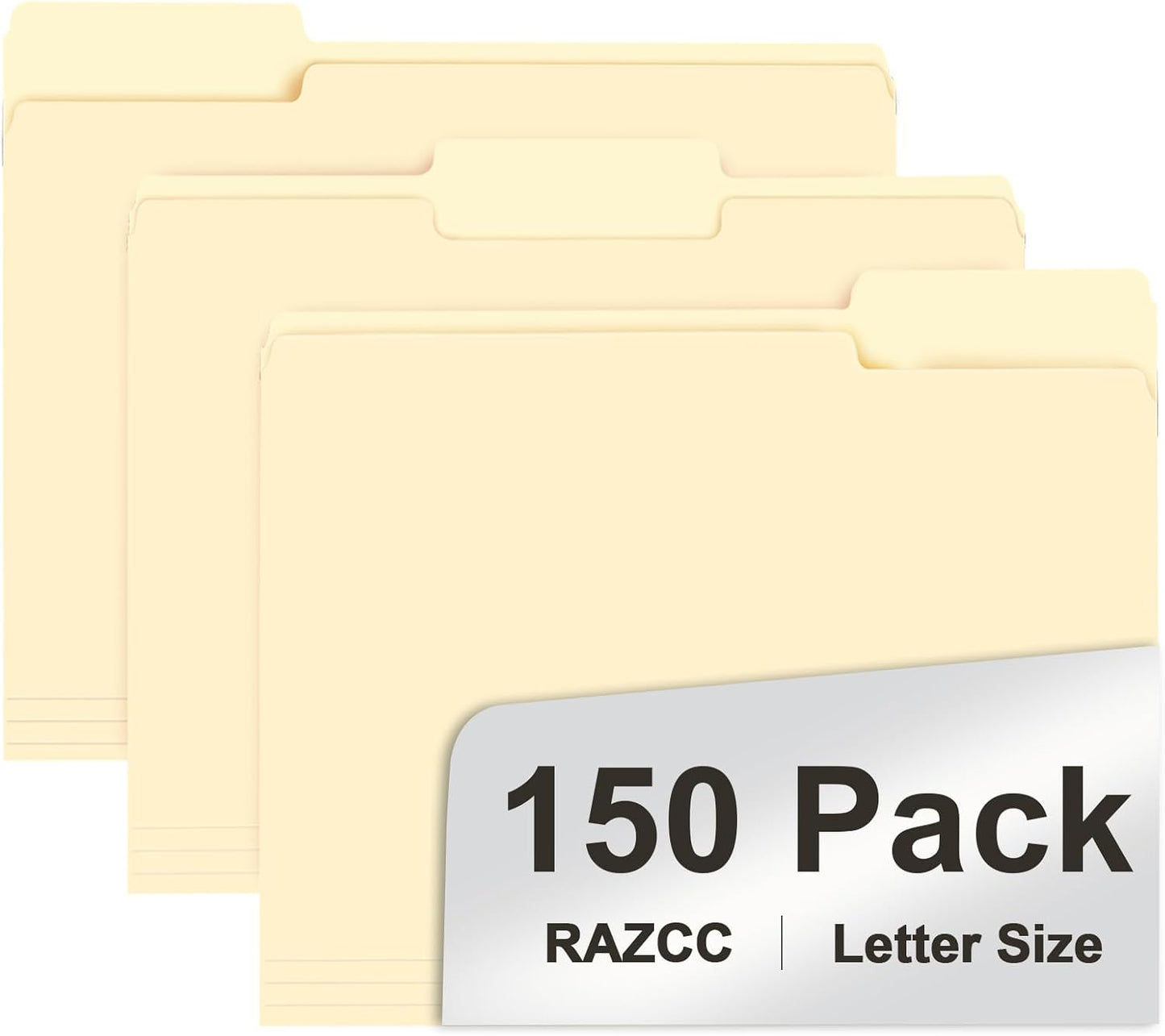 File Folder, RAZCC 150 Pack 1/3 Cut Tab File Folders Letter Size, Mani