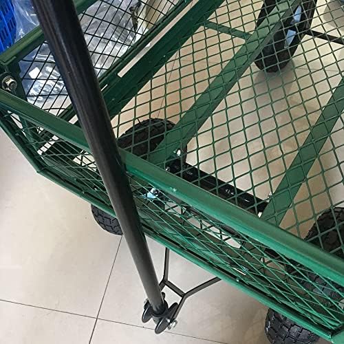 JSEIAJB Household Garden Carts Courtyard Folding Camping Wagon Cart Lawn Outdoor Steel Heavy Duty Beach Wagon with Big Wheel