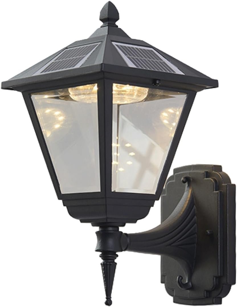 Solar Wall Sconce, Outdoor Wall Light, LED Wall Lamp, Dusk to Dawn Fixture with Remote, Aluminum Solar Powered Lantern for Porch Patio Garden Garage Pathway Deck Villa Yard Cottage