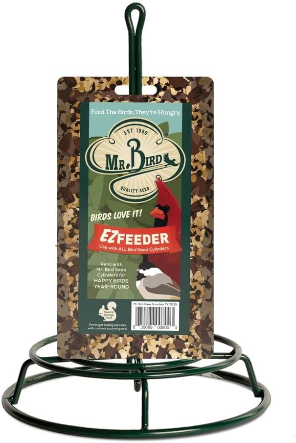 Mr. Bird EZ Feeder | Seed Cylinder Holder for Large and Small Cylinders | Bird Feeder | Backyard Birdfeeding | Wild Bird Food