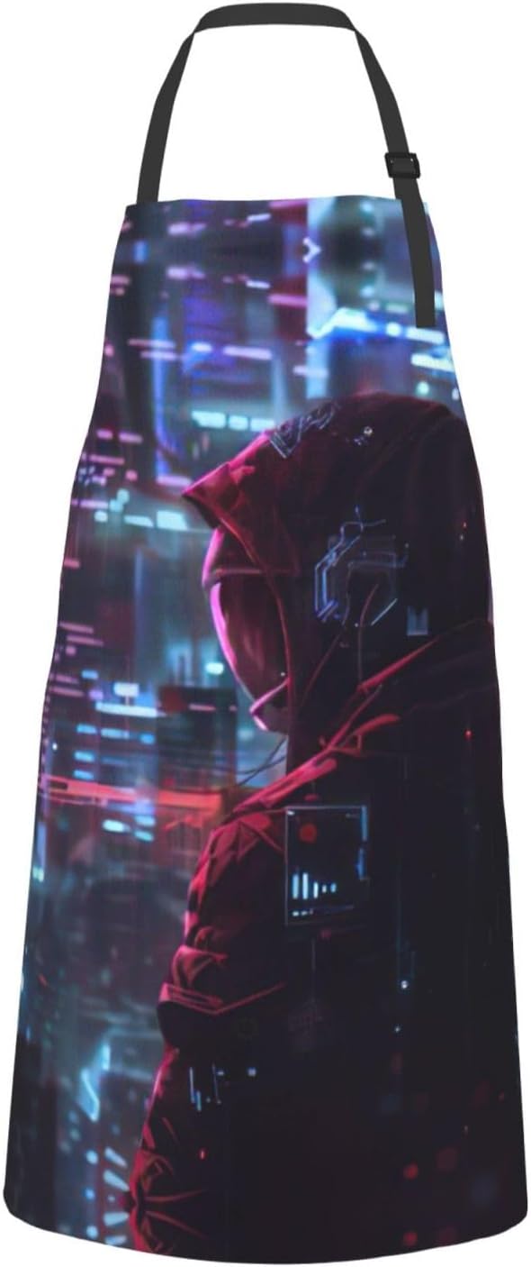 Hacker Era print Waterproof chef's apron with pocket apron for kitchen