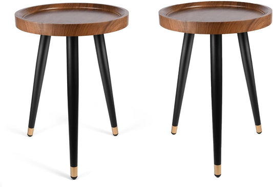 Plant Stand Indoor,Mid Century Walnut Wood Plant Table, Heavy Duty Met
