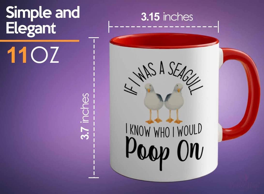 Bird Lover Two Tone Red Edition 11oz - Seagull Poop on - Hummingbird N