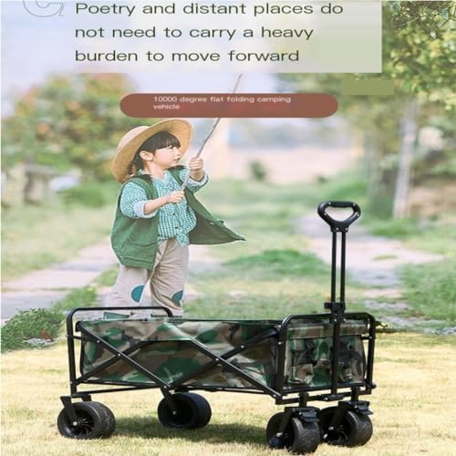 Portable Camping Cart,Beach Trolley Cart Portable Outdoor Camping Table Foldable Hand Cart Small Trailer for Picnics Campers and Outdoor Activities Beige Color