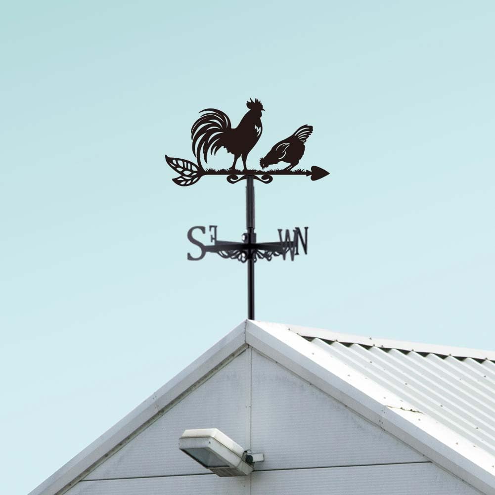 SUPERDANT Rooster Weathervanes Animal Metal Weathervane Black Weather Vanes for Yard Garden Art Decor for Roof Indicators Metal Rooster Wind Vanes Outdoor Farm Barn Sheds Garden Patio Decoration
