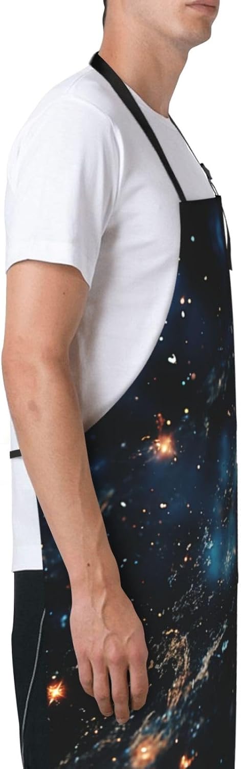 Galaxy Sky print Waterproof apron with pocket adjustable cooking apron for adult kitchen bibs to bake