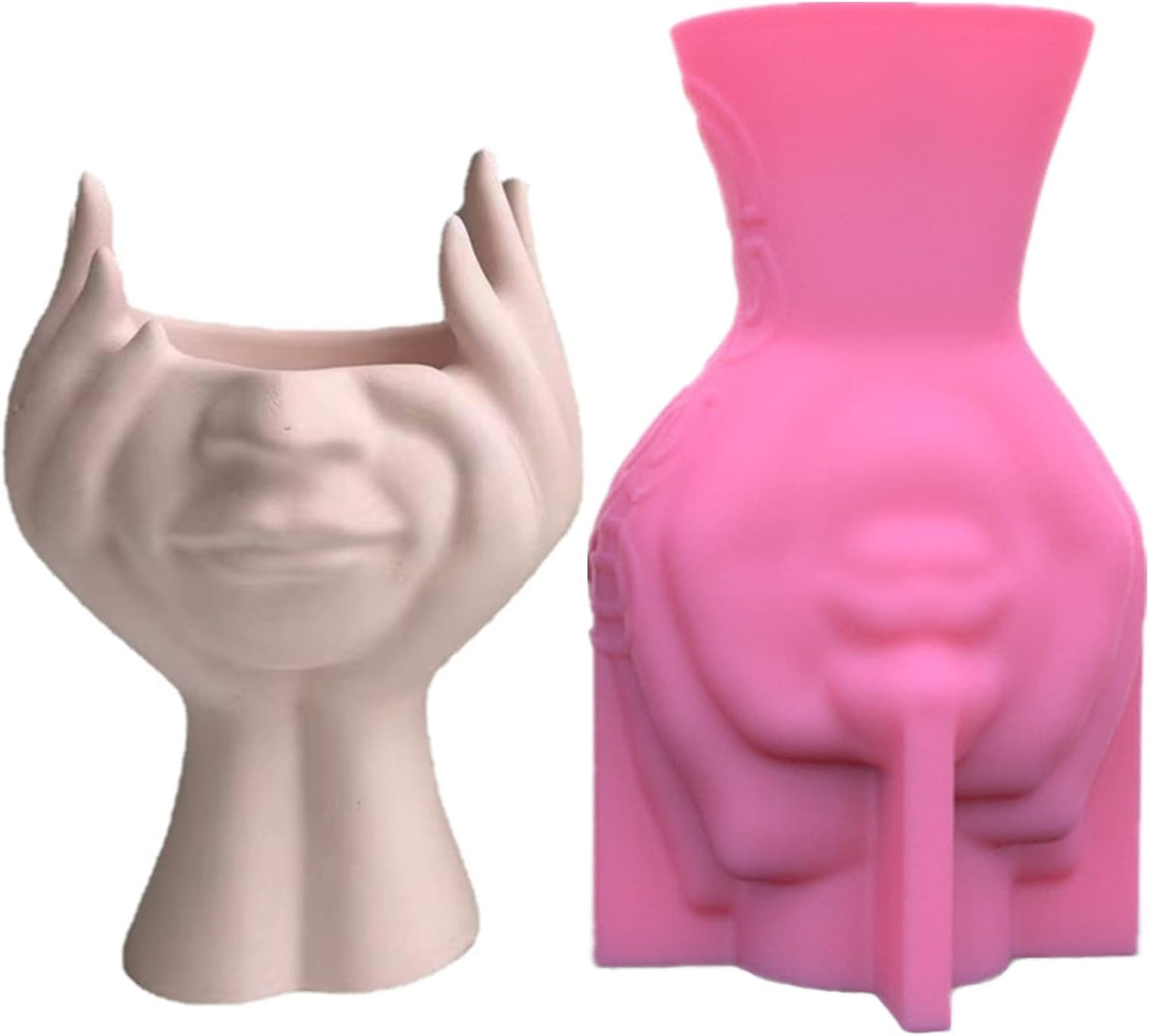 Cheek Support Face Flower Pot Silicone Mold Succulent Planter Vase Plaster Concrete Mold Candle Pen Holder Mold Cement Clay Resin Mould