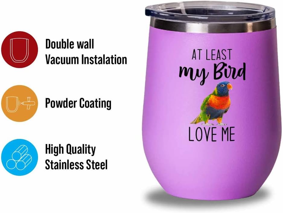 Bird Lover Pink Edition Wine Tumbler 12oz - Bird loves me - Hummingbir