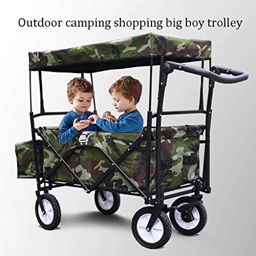 Generic Foldigarden Trolley Cart with Canopy Heavy Duty Wagon Children's Luggage Cart Portable Shoppicart for Outdoor Campipush-Pull Cart, Load: 80Kg