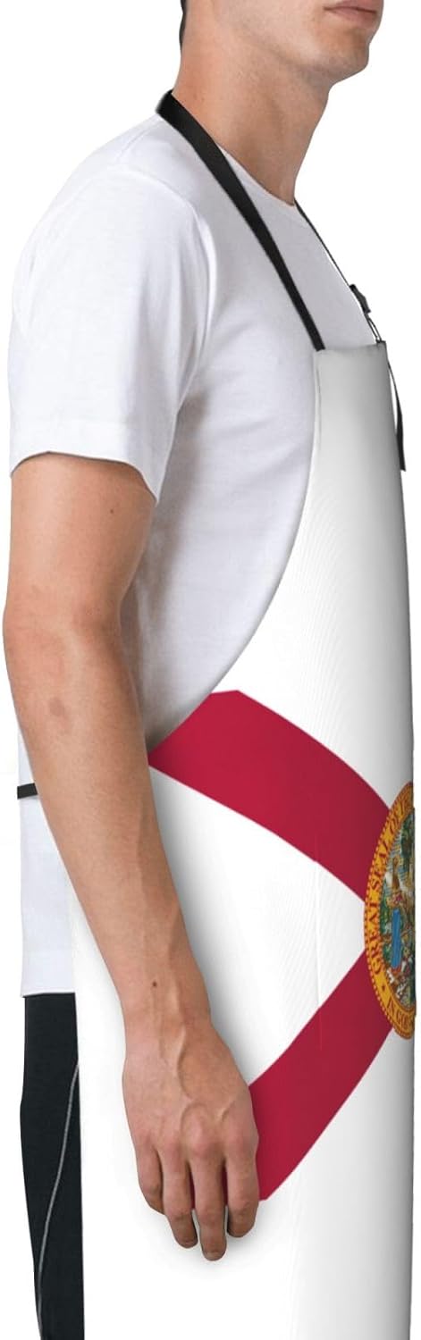 Flag of Florida Print 28 x 33in Waterproof Apron with Pockets Fashionable Versatile Smock for Baking