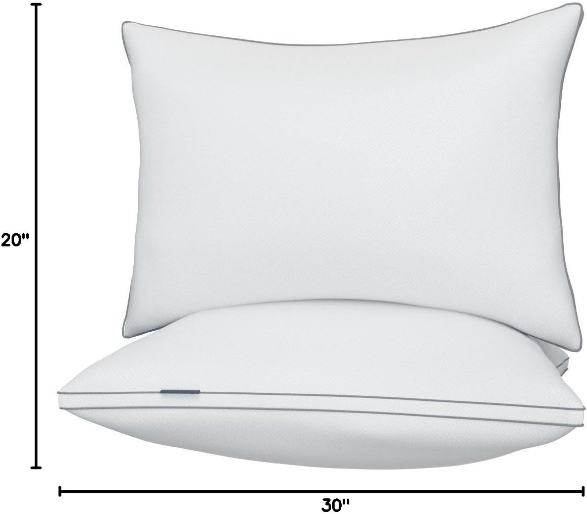 viewstar Pillows Queen Size Set of 2, Hotel Quality, Down Alternative Gusseted Bed Pillows for Side, Back, or Stomach Sleepers, White